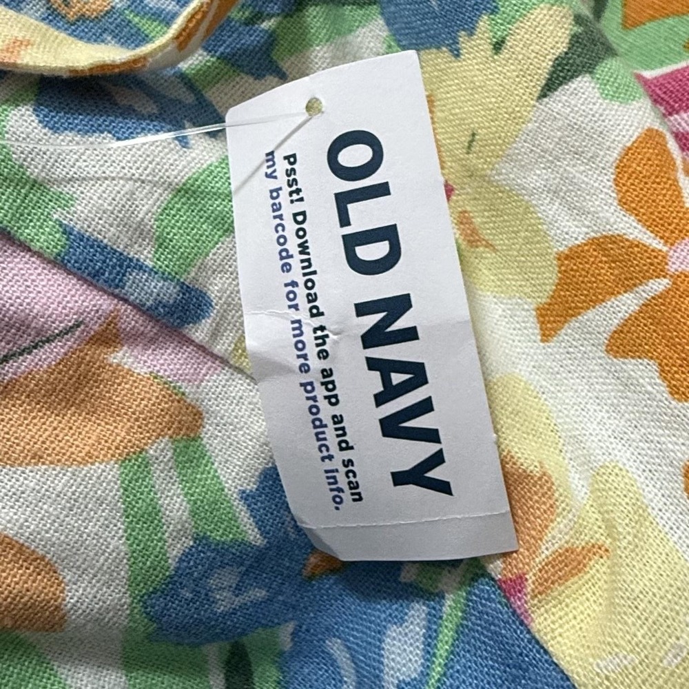Old Navy Dress Women's L Petite Multicolor Garden Floral Linen Blend Sundress - Picture 7 of 11